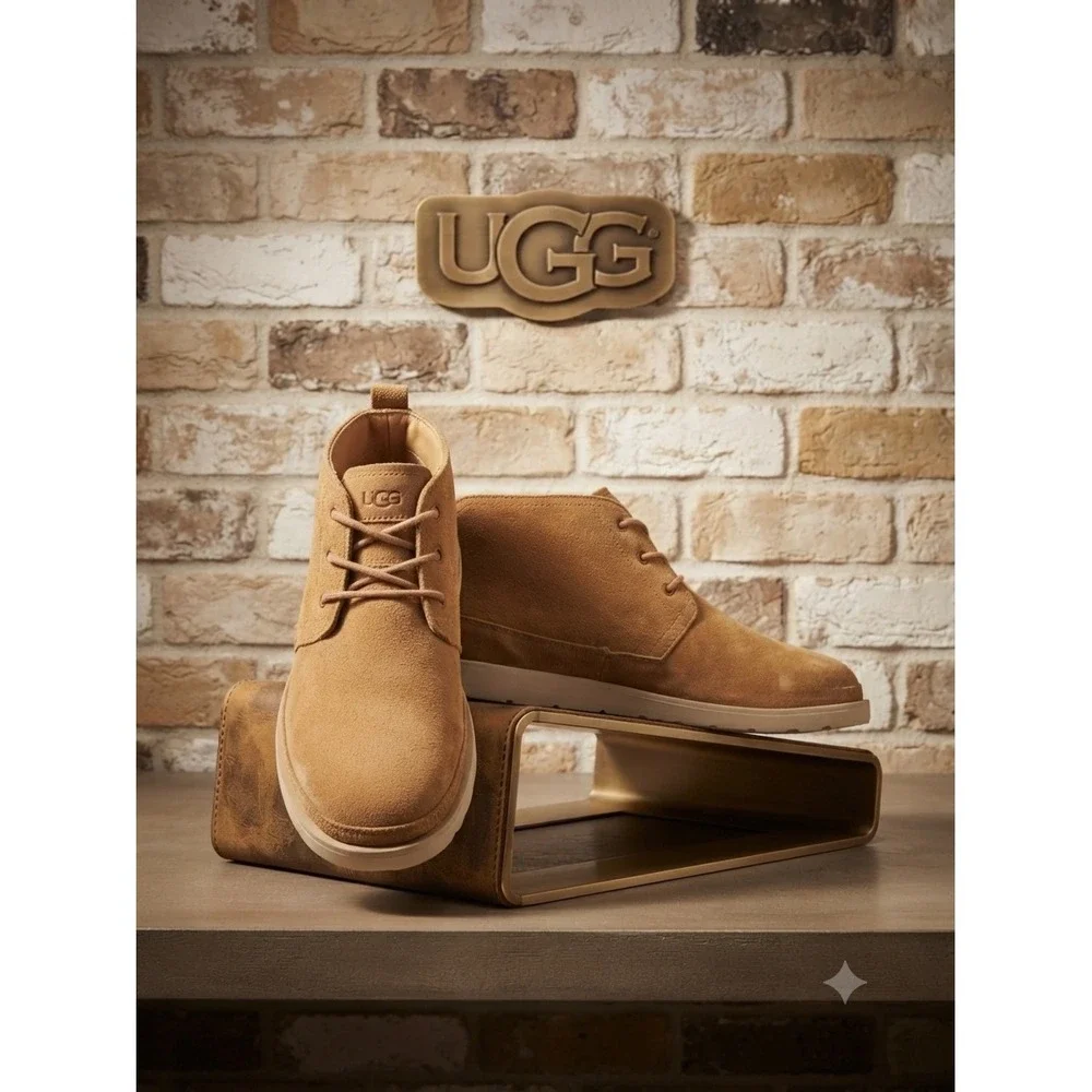 UGG Men Feli HyperWeave Chukka Boots Chestnut Suede luxury Brown Desert Shoes 11